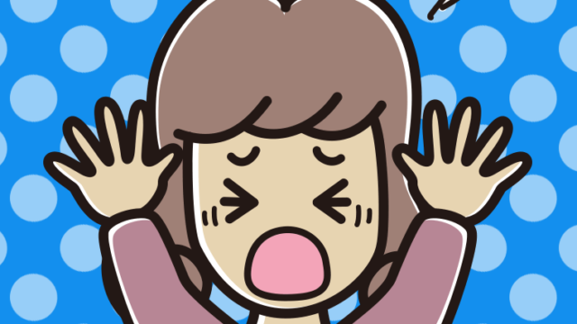 怖くて両手をあげる女子大学生のイラスト【色、背景あり】PNG