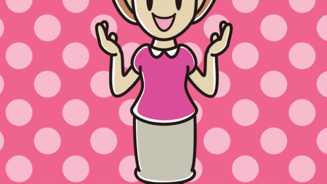 身振り手振りで話す女性のイラスト【色、背景あり】PNG