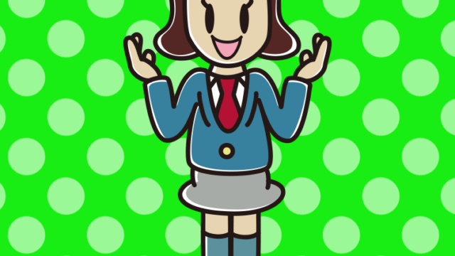 身振り手振りで話す女子高校生のイラスト【色、背景あり】PNG