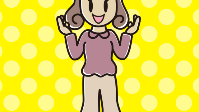 身振り手振りで話す女子大学生のイラスト【色、背景あり】PNG