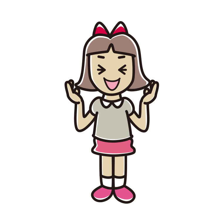 笑いながら話す小学生女子のイラスト【色あり、背景なし】透過PNG