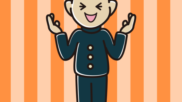 笑いながら話す男子中学生のイラスト【色、背景あり】PNG