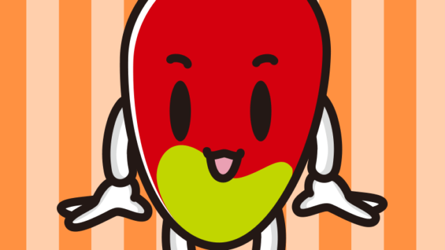 かわいいマンゴーちゃんのイラスト【色、背景あり】PNG