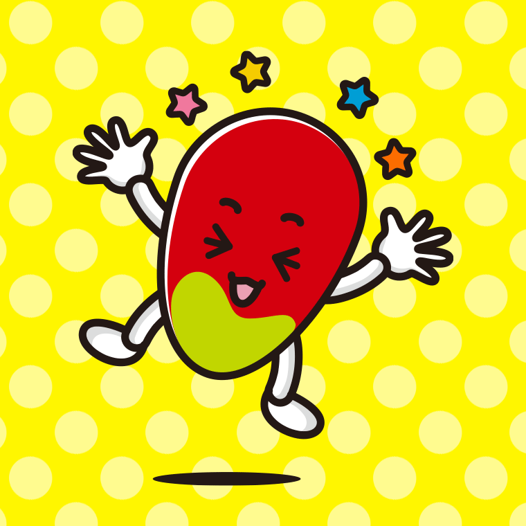 喜ぶマンゴーちゃんのイラスト【色、背景あり】PNG