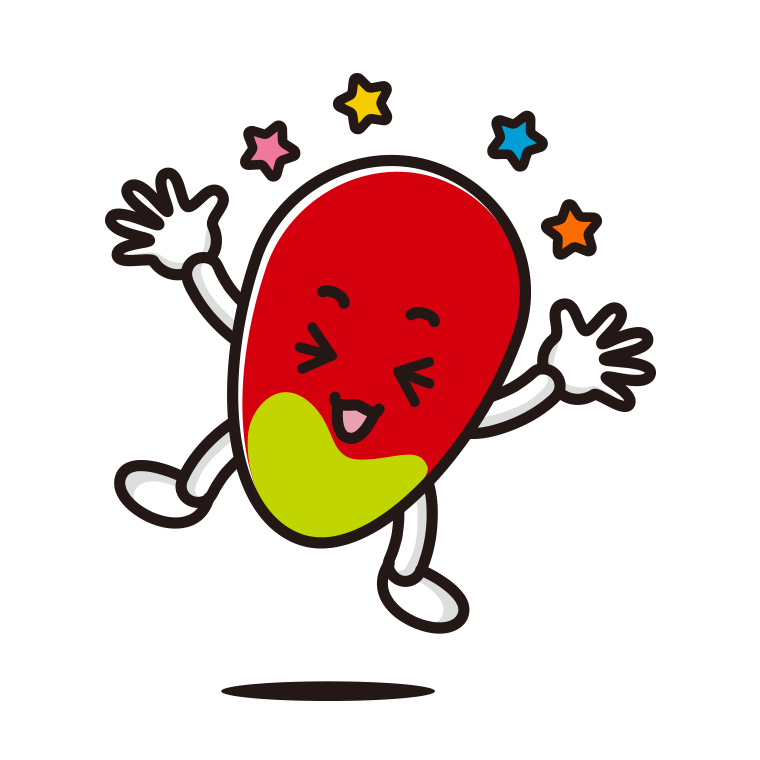 喜ぶマンゴーちゃんのイラスト【色あり、背景なし】透過PNG