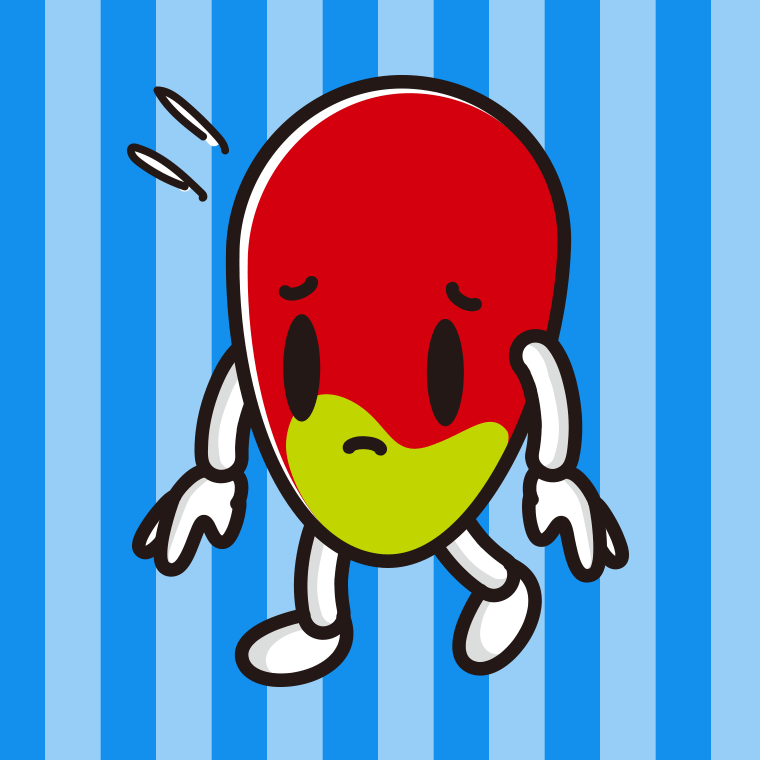悲しそうなマンゴーちゃんのイラスト【色、背景あり】PNG