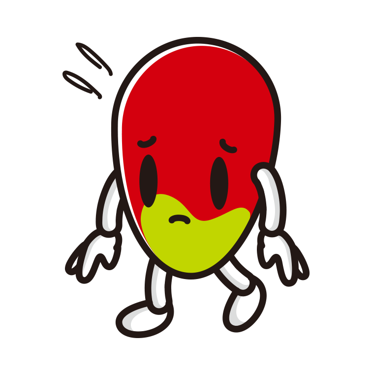 悲しそうなマンゴーちゃんのイラスト【色あり、背景なし】透過PNG
