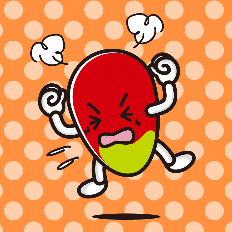 カンカンに怒るマンゴーちゃんのイラスト【色、背景あり】PNG