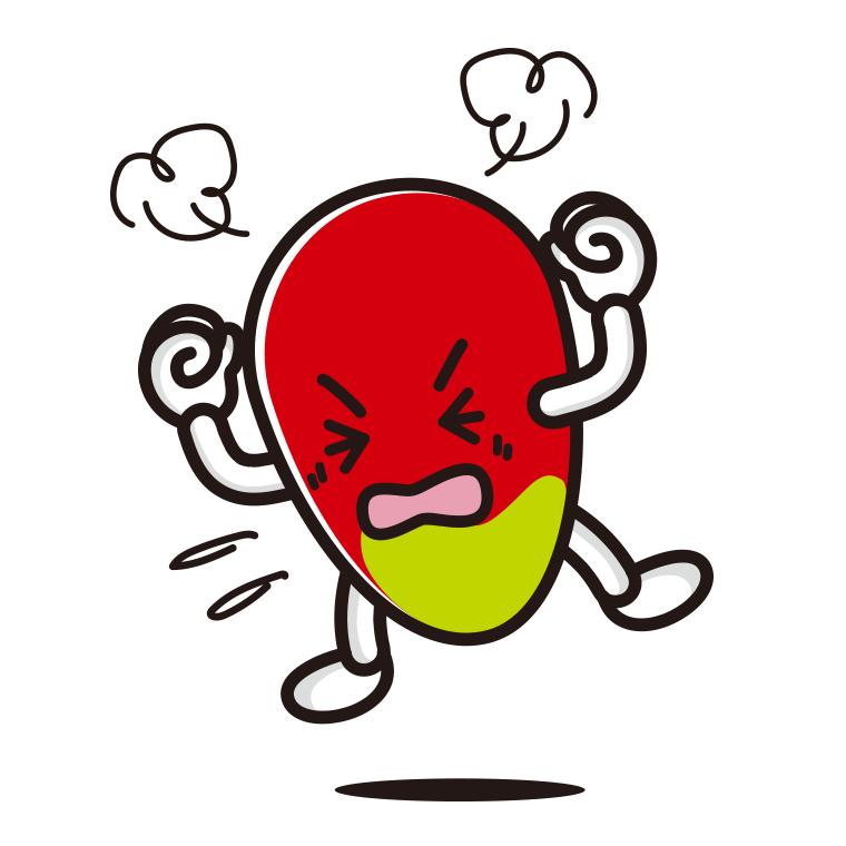 カンカンに怒るマンゴーちゃんのイラスト【色あり、背景なし】透過PNG