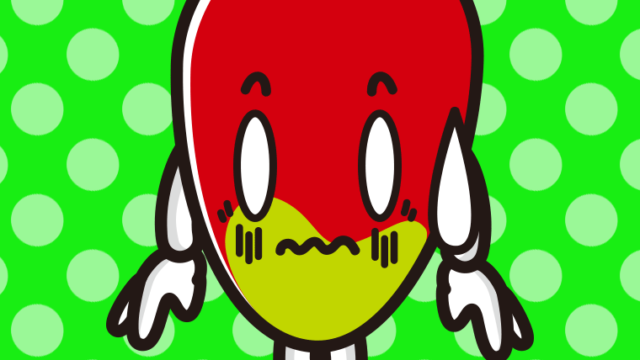 ショックを受けるマンゴーちゃんのイラスト【色、背景あり】PNG