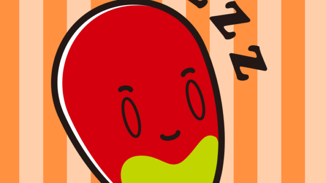 眠るマンゴーちゃんのイラスト【色、背景あり】PNG