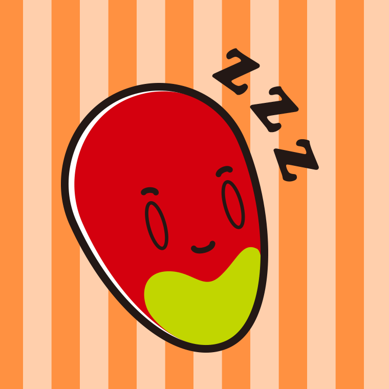 眠るマンゴーちゃんのイラスト【色、背景あり】PNG