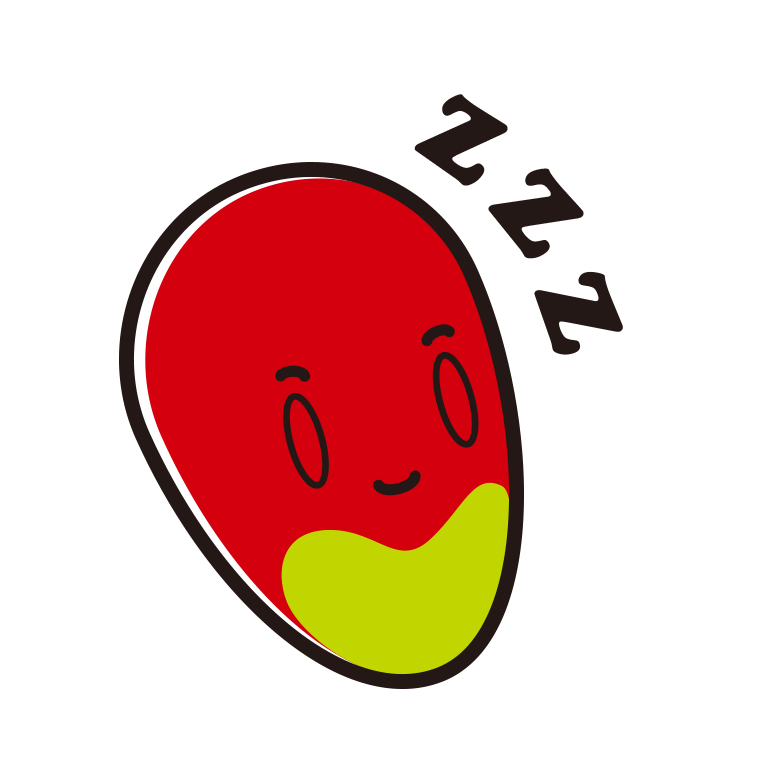 眠るマンゴーちゃんのイラスト【色あり、背景なし】透過PNG