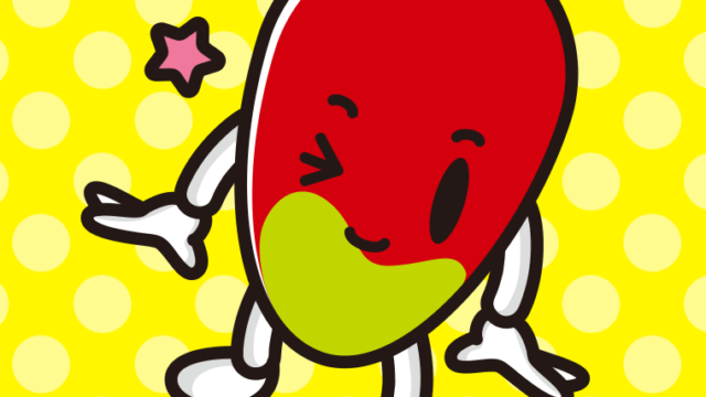 ウインクするマンゴーちゃんのイラスト【色、背景あり】PNG