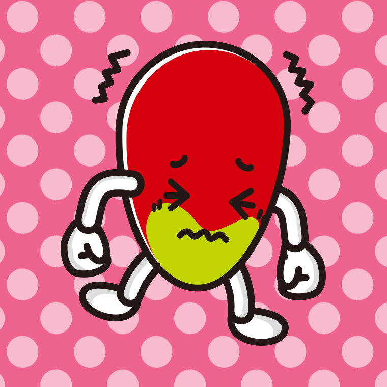 ブルブル震えるマンゴーちゃんのイラスト【色、背景あり】PNG