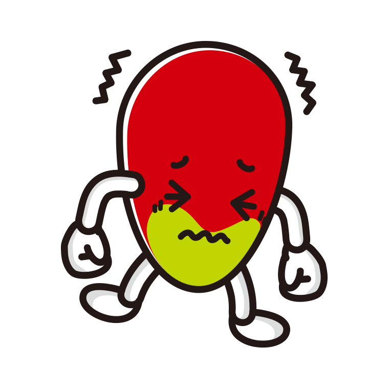 ブルブル震えるマンゴーちゃんのイラスト【色あり、背景なし】透過PNG