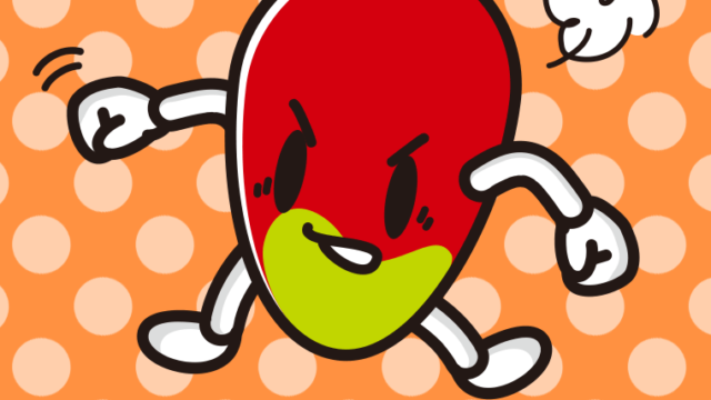 パンチするマンゴーちゃんのイラスト【色、背景あり】PNG