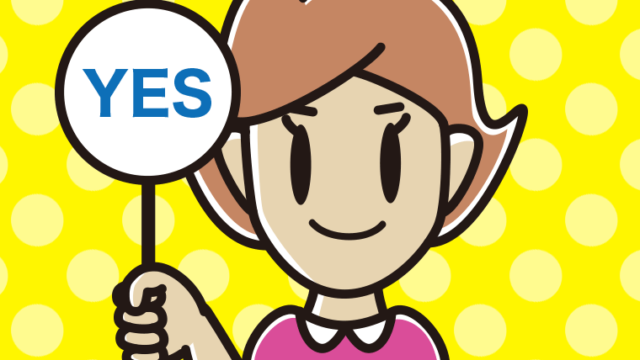 YESの札を持つ女性のイラスト【色、背景あり】PNG