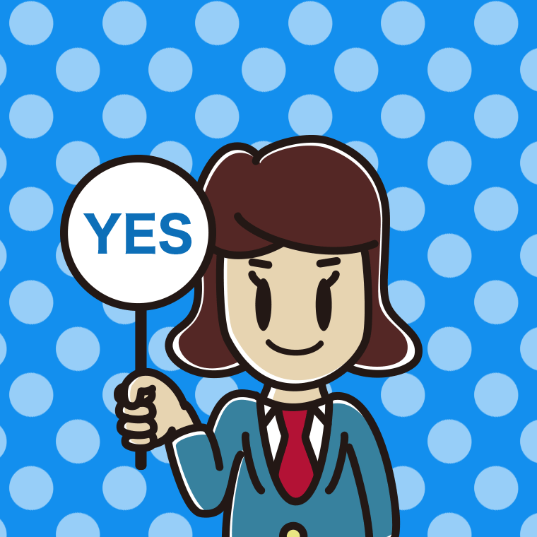 YESの札を持つ女子高校生のイラスト【色、背景あり】PNG
