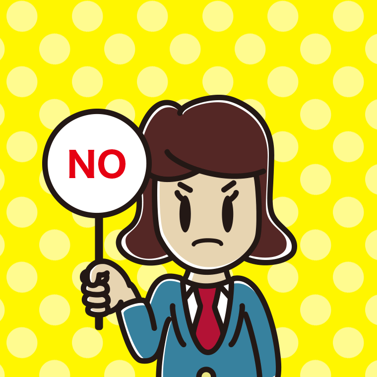 NOの札を持つ女子高校生のイラスト【色、背景あり】PNG