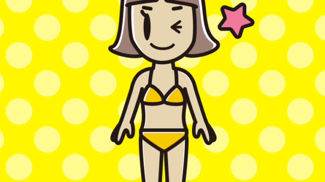 ウインクする水着の小学生女子のイラスト【色、背景あり】PNG