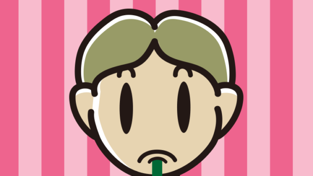 下唇に鉛筆を挟む小学生男子のイラスト【色、背景あり】PNG