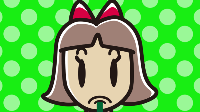 下唇に鉛筆を挟む小学生女子のイラスト【色、背景あり】PNG