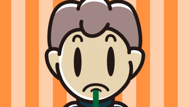 下唇に鉛筆を挟む男子中学生のイラスト【色、背景あり】PNG