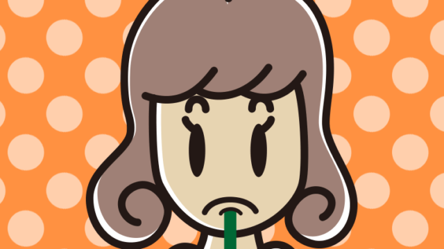 下唇に鉛筆を挟む女子大学生のイラスト【色、背景あり】PNG