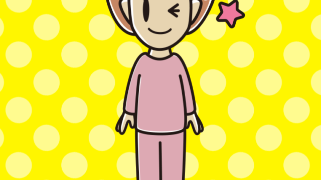 ウインクする部屋着の女性のイラスト【色、背景あり】PNG