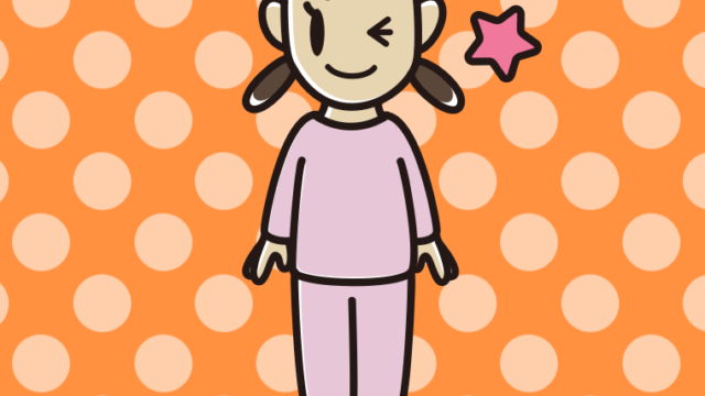 ウインクする部屋着の女子中学生のイラスト【色、背景あり】PNG