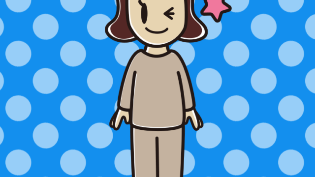 ウインクする部屋着の女子高校生のイラスト【色、背景あり】PNG