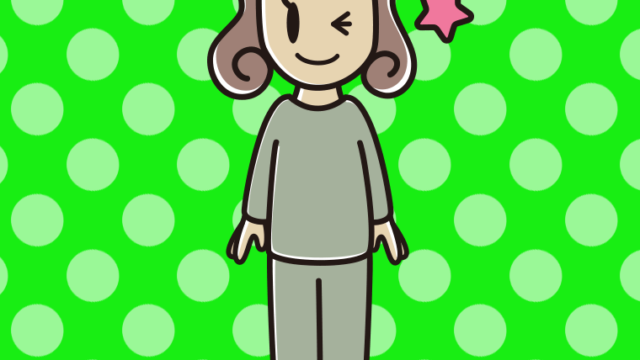 ウインクする部屋着の女子大学生のイラスト【色、背景あり】PNG