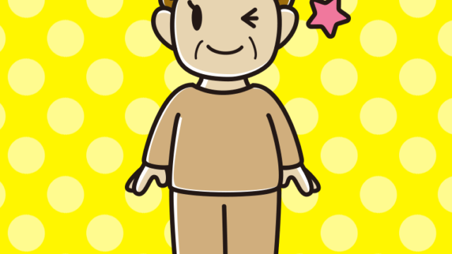 ウインクする部屋着のおばさんのイラスト【色、背景あり】PNG