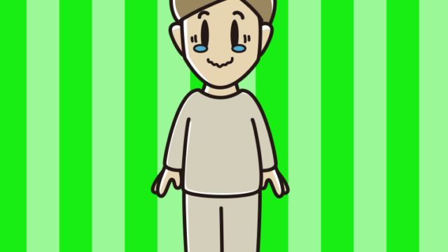 ジーンとする部屋着の男性のイラスト【色、背景あり】PNG