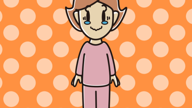 ジーンとする部屋着の女性のイラスト【色、背景あり】PNG