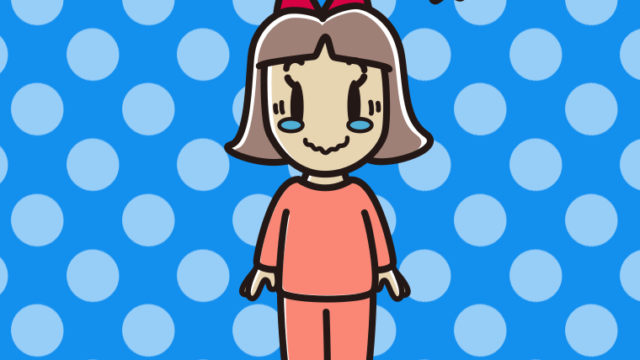 ジーンとする部屋着の小学生女子のイラスト【色、背景あり】PNG