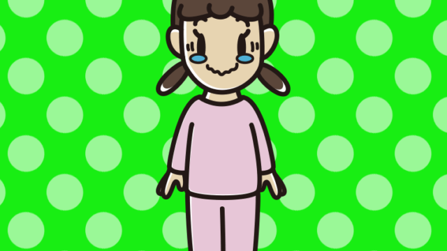 ジーンとする部屋着の女子中学生のイラスト【色、背景あり】PNG