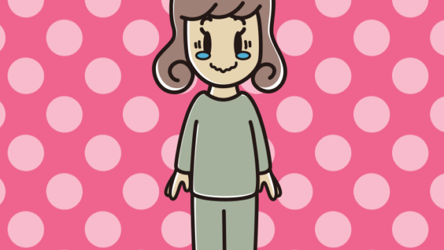 ジーンとする部屋着の女子大学生のイラスト【色、背景あり】PNG