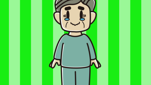 ジーンとする部屋着のおじさんのイラスト【色、背景あり】PNG