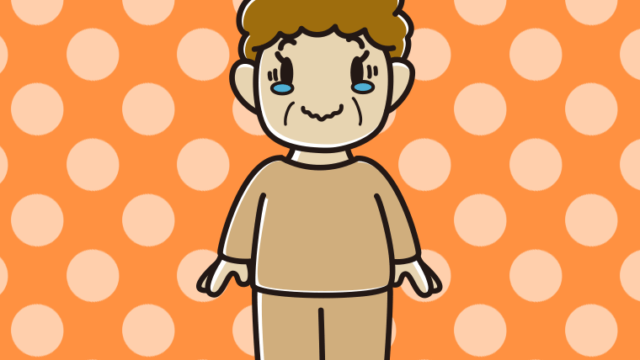 ジーンとする部屋着のおばさんのイラスト【色、背景あり】PNG