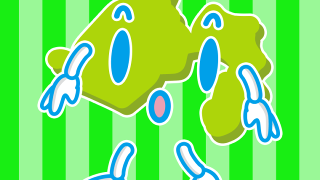 何かに気付く静岡ちゃんのイラスト【色、背景あり】PNG