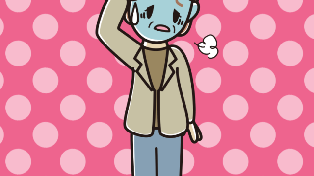 具合が悪い年配女性会社員（カジュアル）のイラスト【色、背景あり】PNG