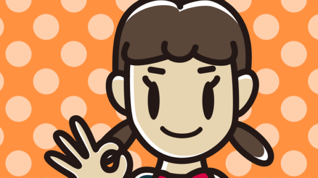 OKの合図をする女子中学生のイラスト【色、背景あり】PNG