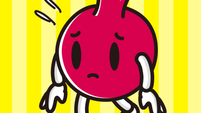 悲しそうなザクロちゃんのイラスト【色、背景あり】PNG