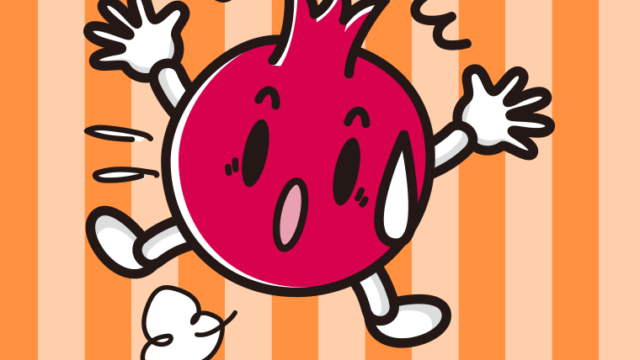 驚くザクロちゃんのイラスト【色、背景あり】PNG