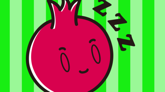 眠るザクロちゃんのイラスト【色、背景あり】PNG