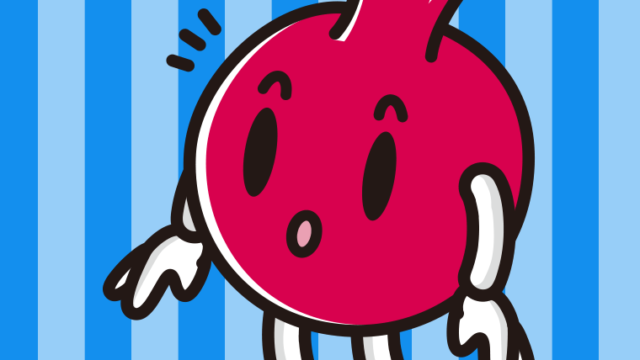 何かに気付くザクロちゃんのイラスト【色、背景あり】PNG