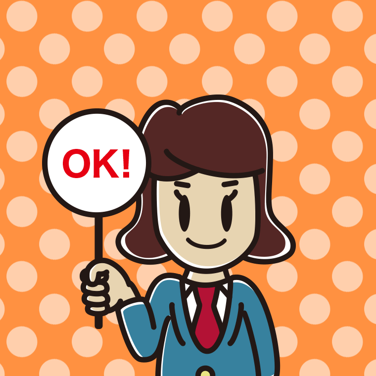 OKの札を持つ女子高校生のイラスト【色、背景あり】PNG
