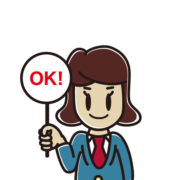 OKの札を持つ女子高校生のイラスト【色あり、背景なし】透過PNG